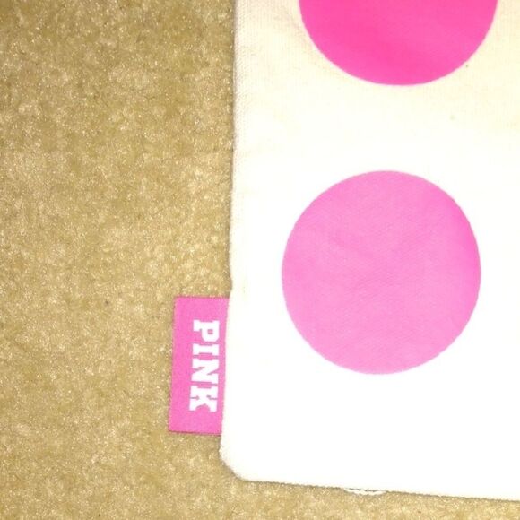 PINK Victoria's Secret Cream Tote with Pink Dots - Picture 3 of 4